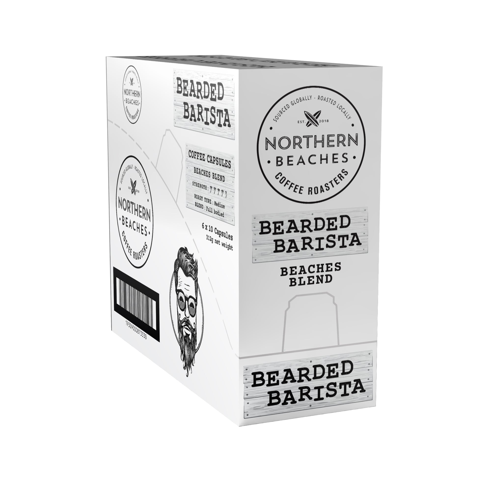 Northern Beaches Bearded Barista Coffee Capsules 60 Capsule Carton (Nespresso Compatible)